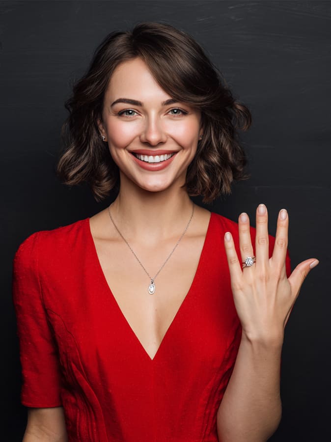 Glückliche Frau mit Verlobungsring Glückliche Frau mit Verlobungsring